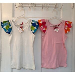 Two BNWT Handmade Tanks with Polka Dotted Cap Sleeves in Girls Size 8